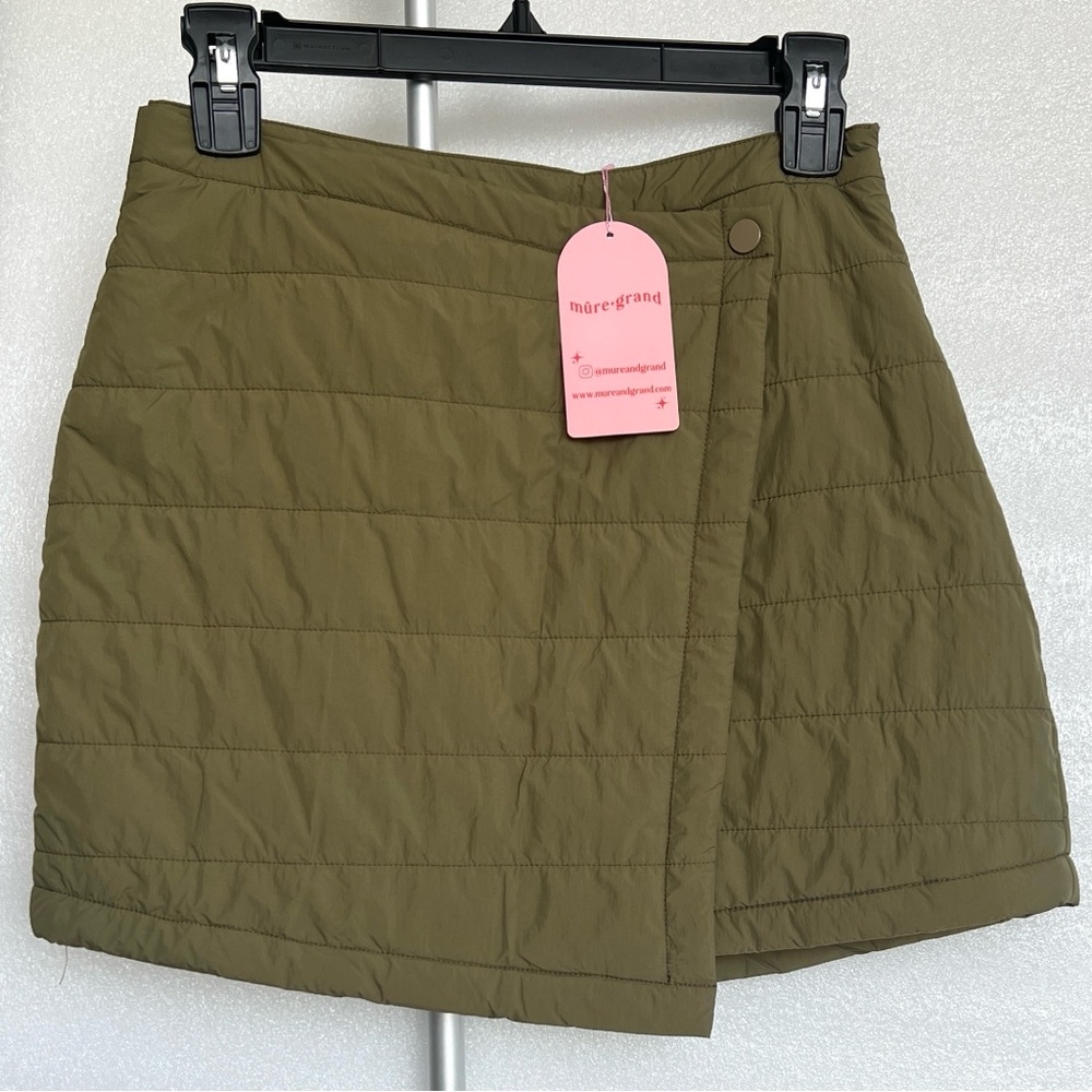 Olive Quilted Mini Skirt
